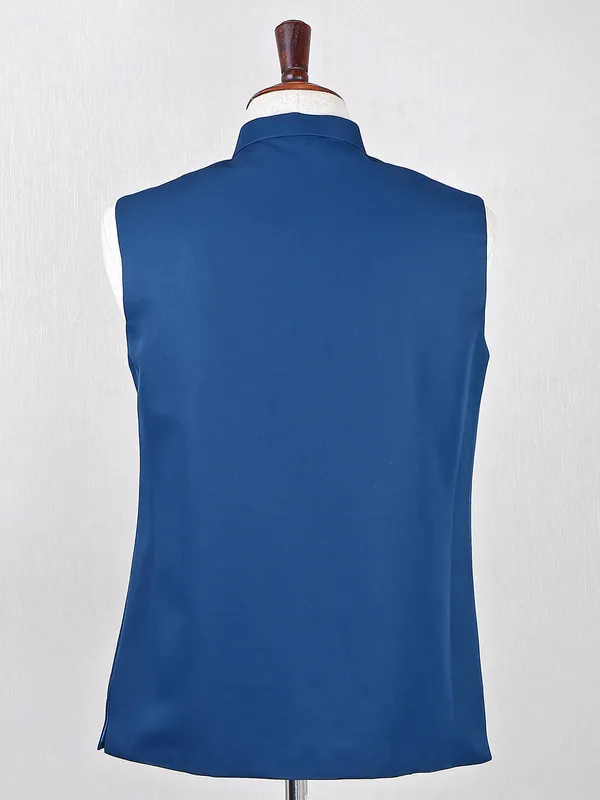 Blue terry rayon waistcoat for wedding