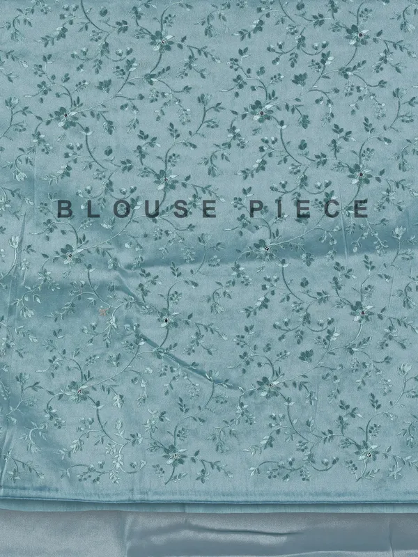 Blue tissue silk saree with bird and floral motifs