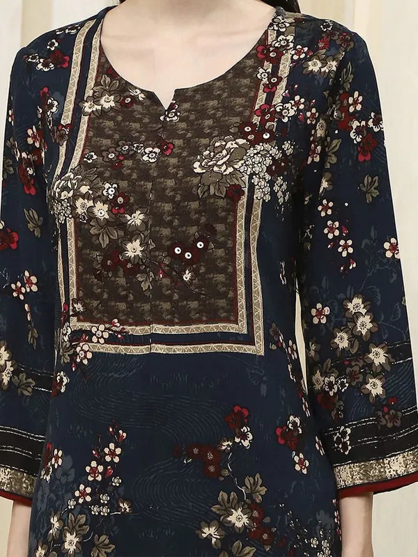 Blue viscose casual printed kurti