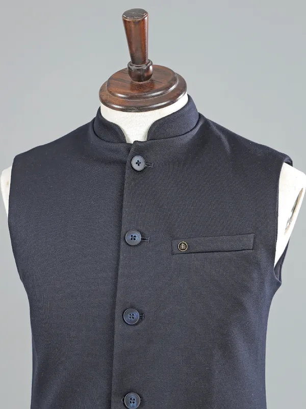 Blue waistcoat in cotton silk for mens