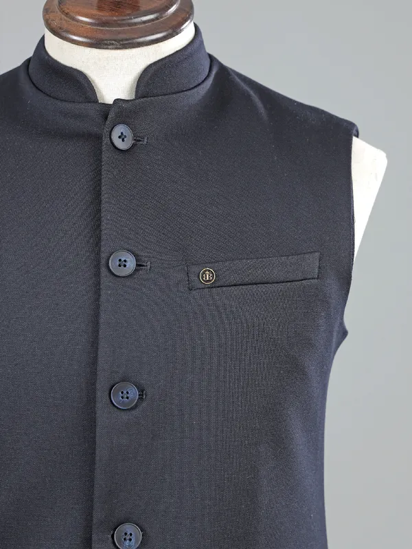 Blue waistcoat in cotton silk for mens