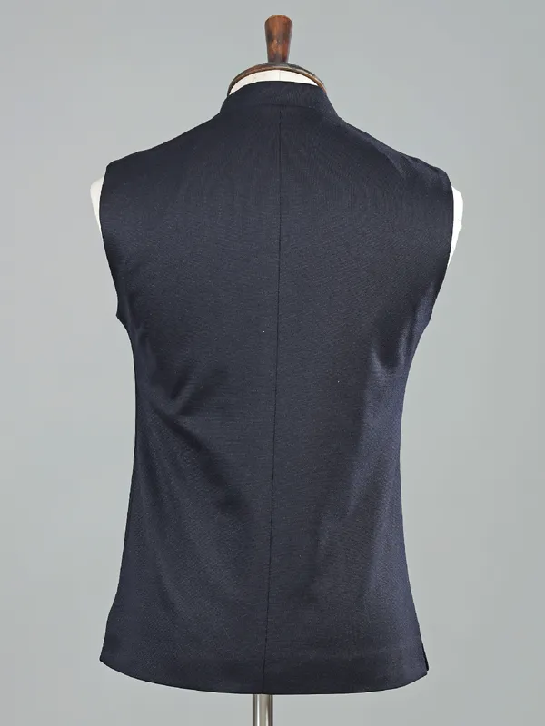 Blue waistcoat in cotton silk for mens