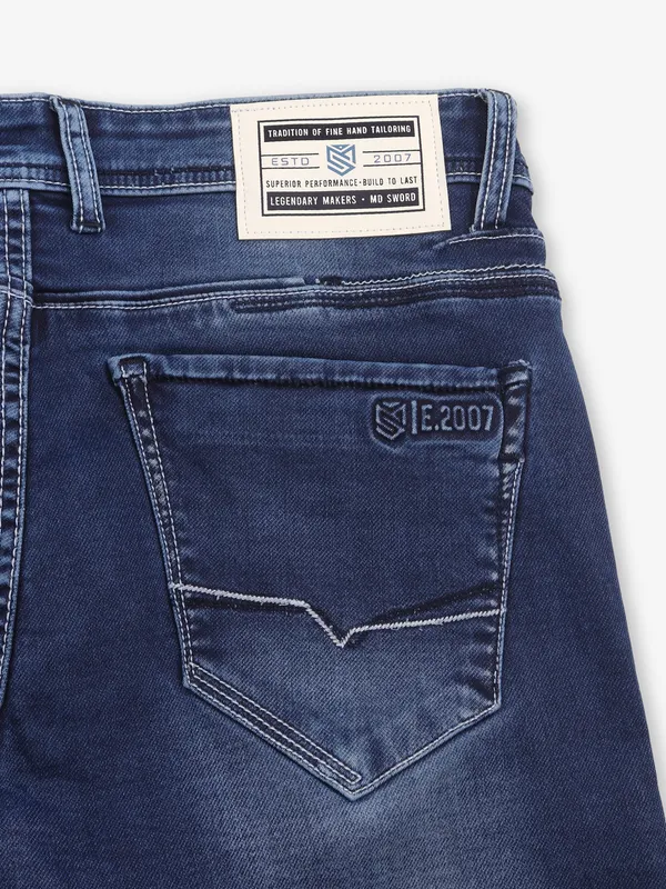 Blue washed narrow fit denim jeans from MD SWORD