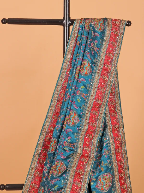 Blue wedding wear modal silk saree