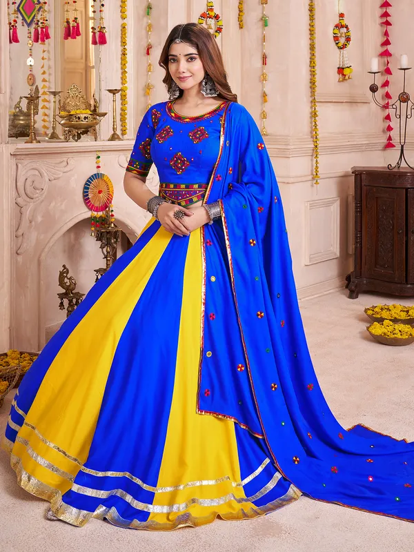 Blue yellow stunning graceful navratri chaniya choli