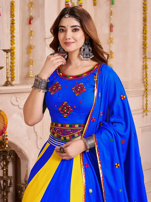 Blue yellow stunning graceful navratri chaniya choli