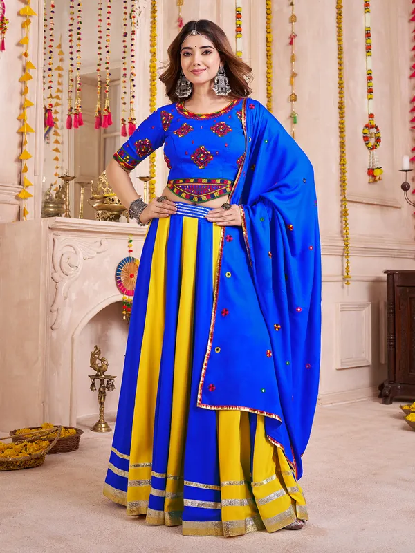 Blue yellow stunning graceful navratri chaniya choli