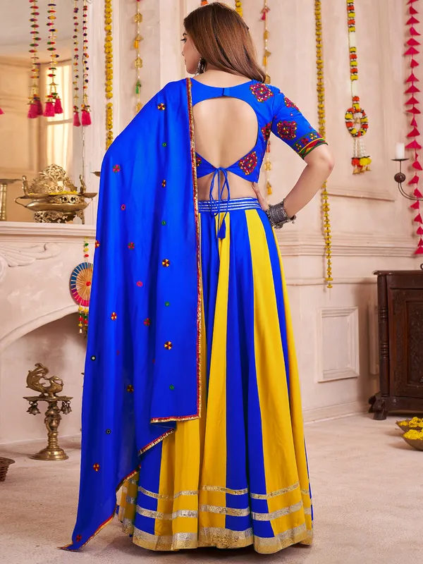 Blue yellow stunning graceful navratri chaniya choli