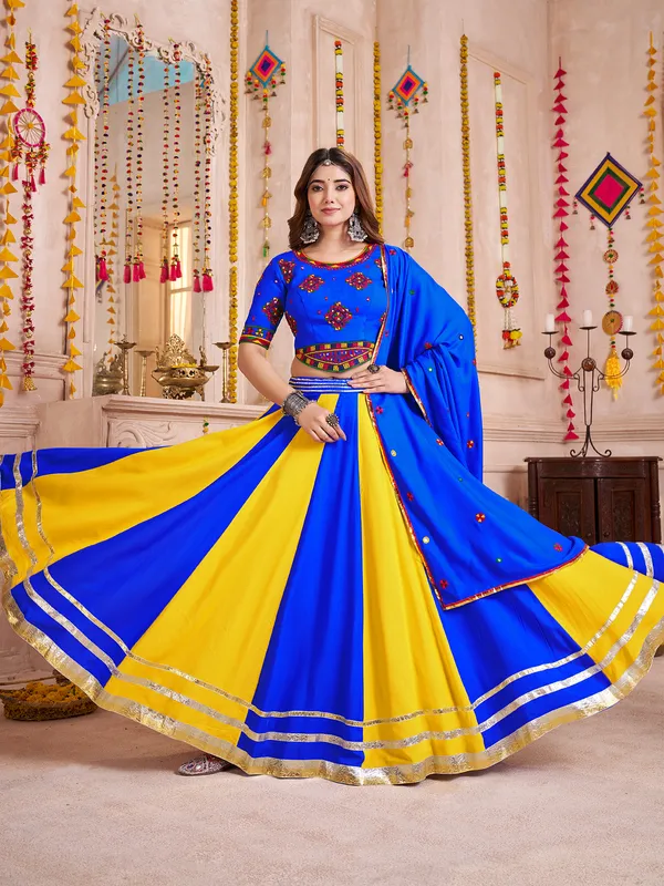 Blue yellow stunning graceful navratri chaniya choli