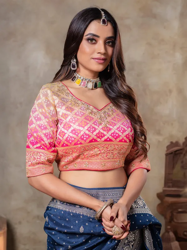 Blue zari weaving dola silk saree for wedding