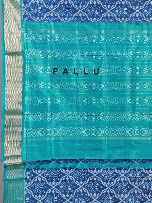Blue zari weaving patola silk saree for wedding charm