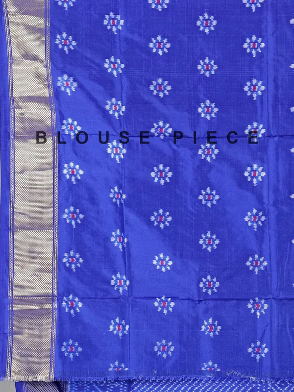 Blue zari weaving patola silk saree with stunning prints