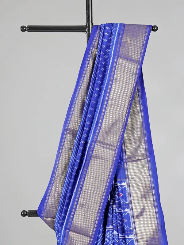 Blue zari weaving patola silk saree with stunning prints