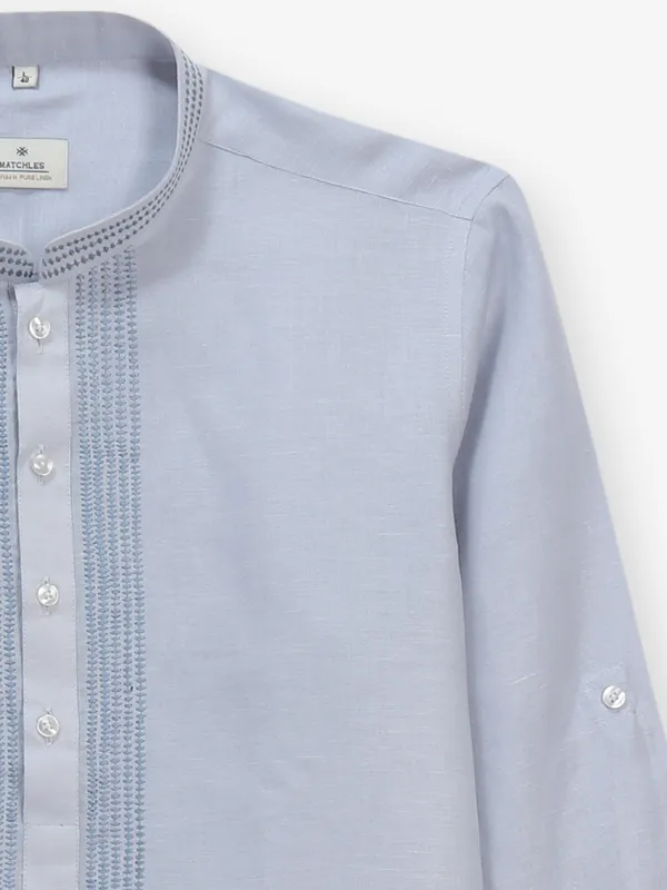 Bluish grey cotton short kurta style shirt