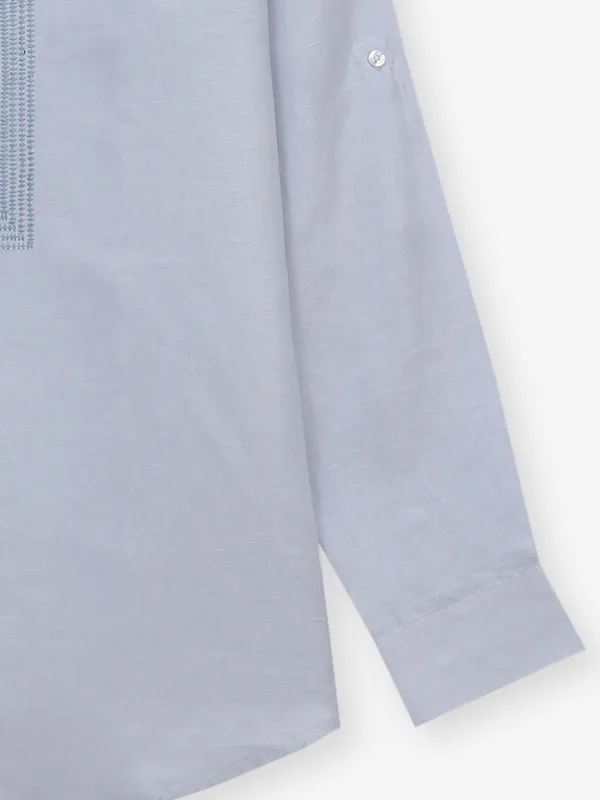 Bluish grey cotton short kurta style shirt
