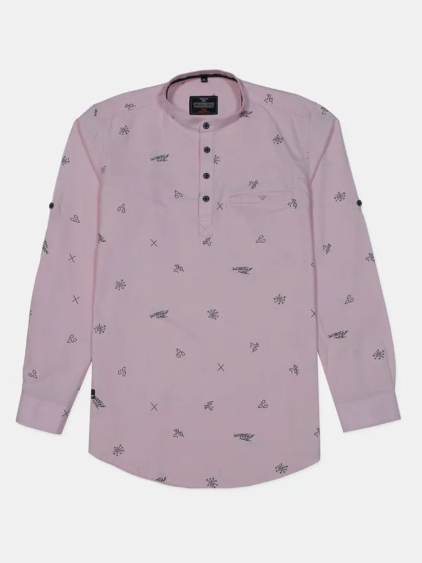 BLUOLIVES printed cotton kurta style shirt in pink
