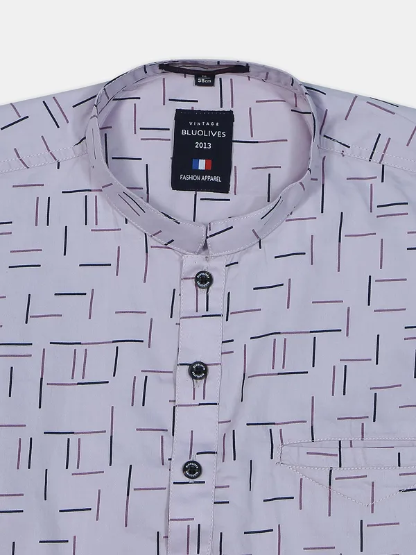 BLUOLIVES printed light purple kurta style shirt