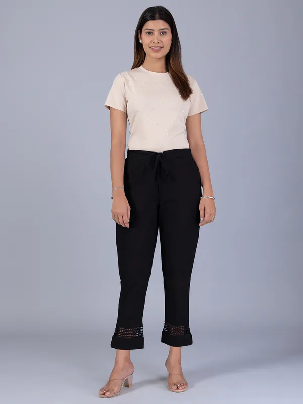 Black cotton pant for casual