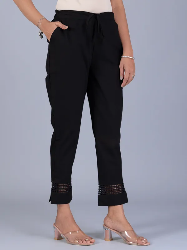 Black cotton pant for casual