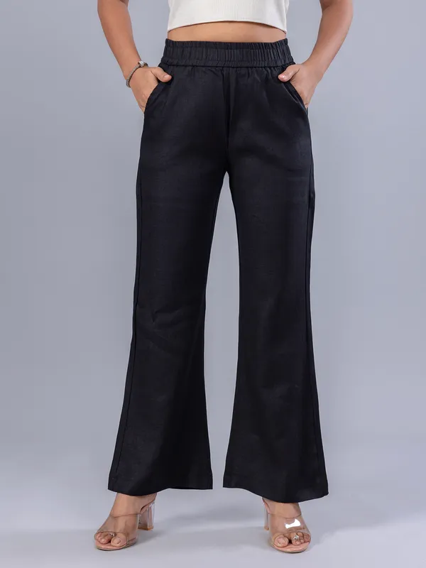BOOM black cotton pant for women