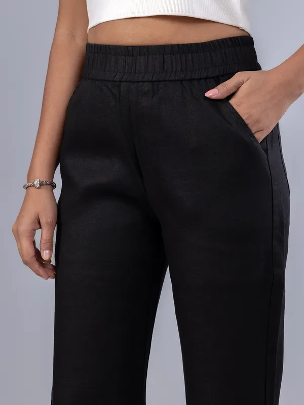 BOOM black cotton pant for women