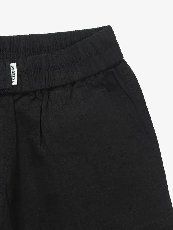 BOOM black cotton solid shorts
