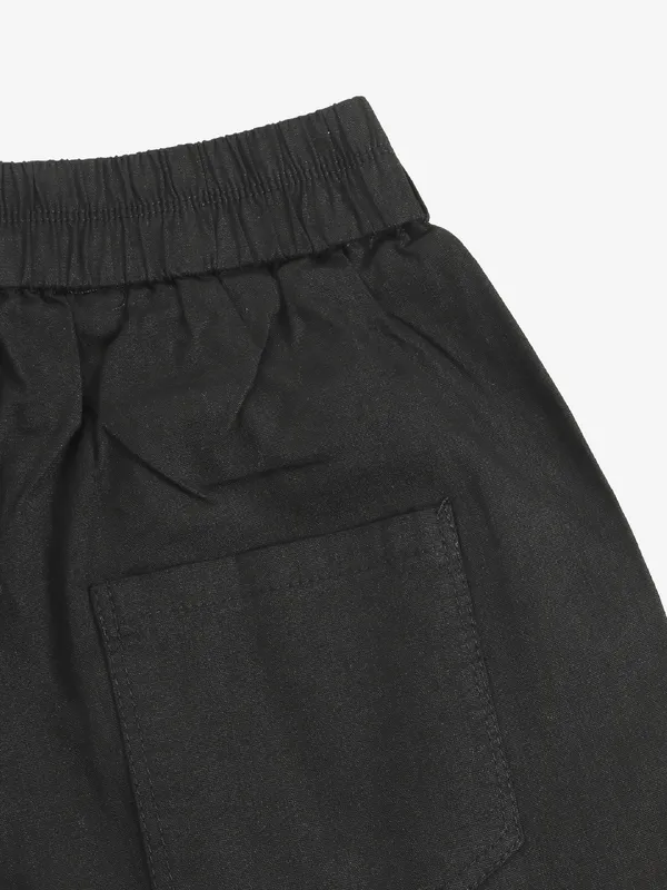BOOM black cotton solid shorts