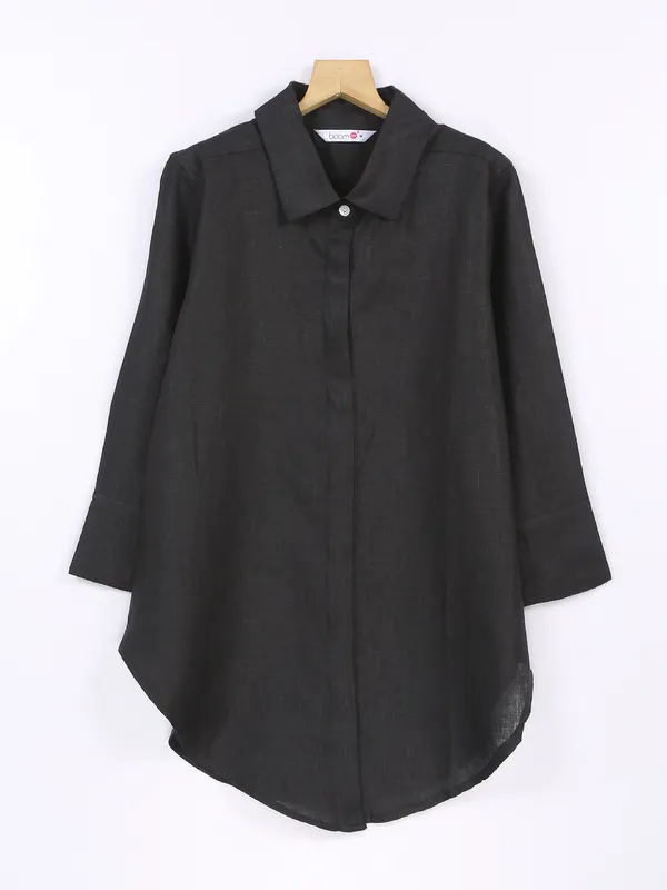 Boom black linen shirt