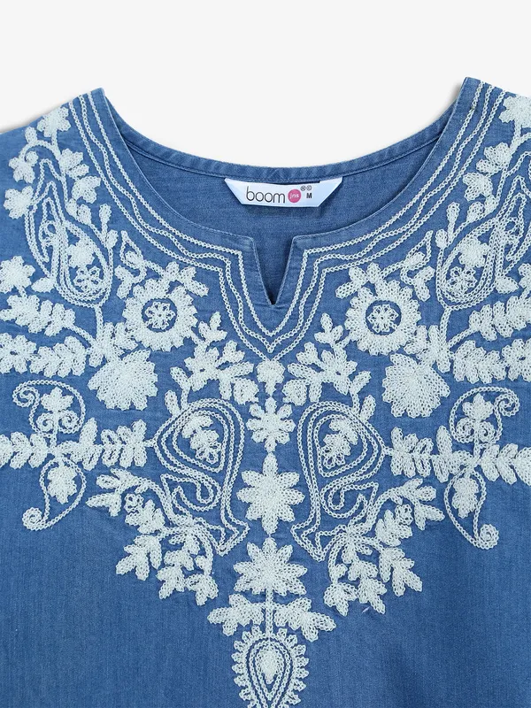 BOOM blue embroidery top