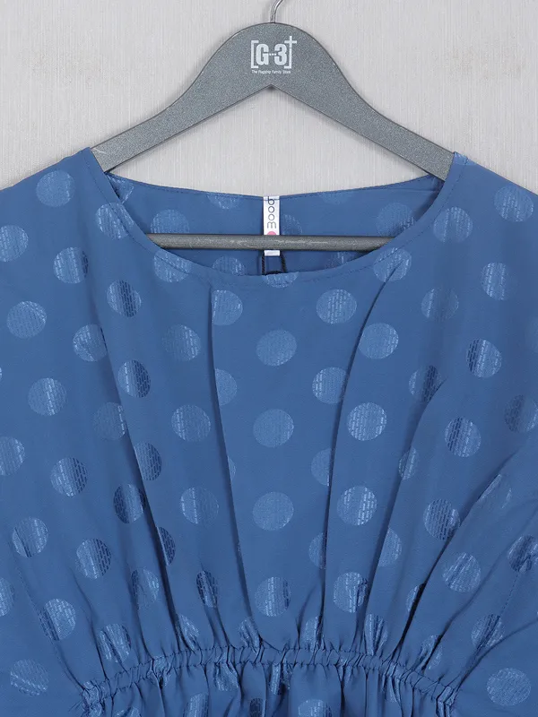 Boom casual rayon cotton printed top in blue