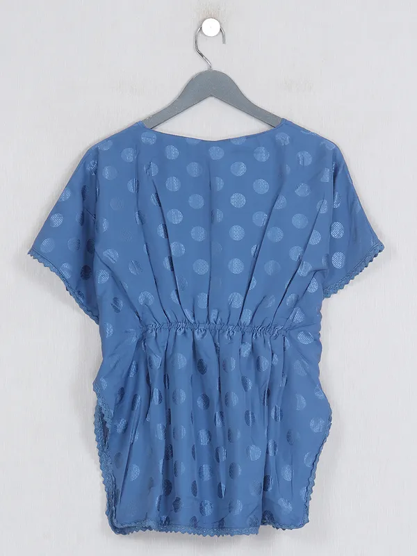 Boom casual rayon cotton printed top in blue