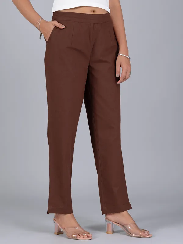 Brown casual wear cotton pant