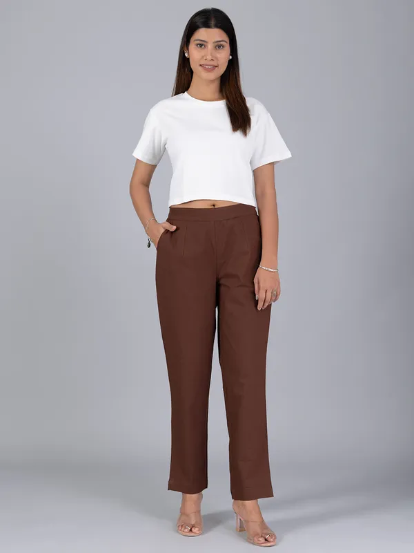 Brown casual wear cotton pant