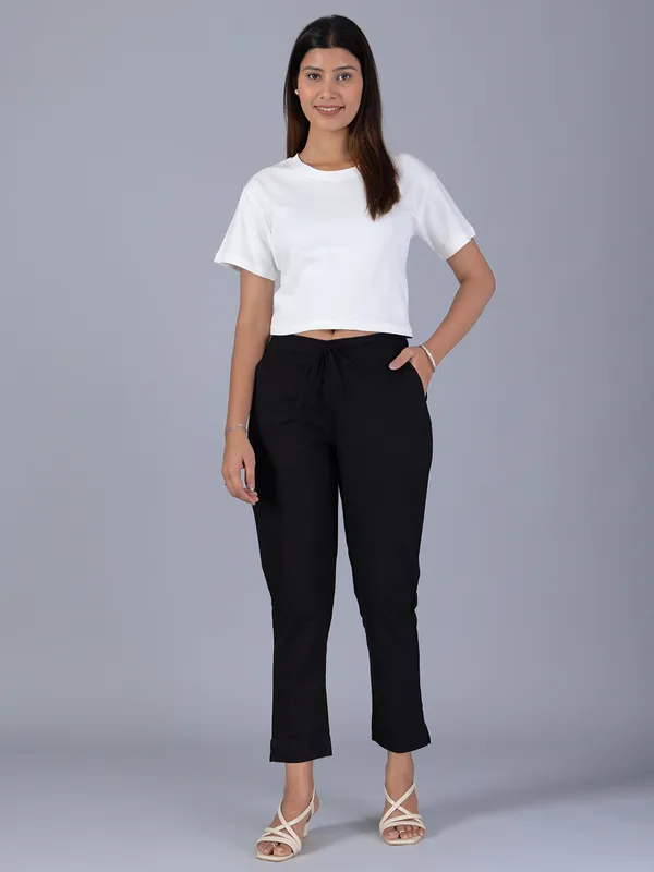 Cotton black pant for casual