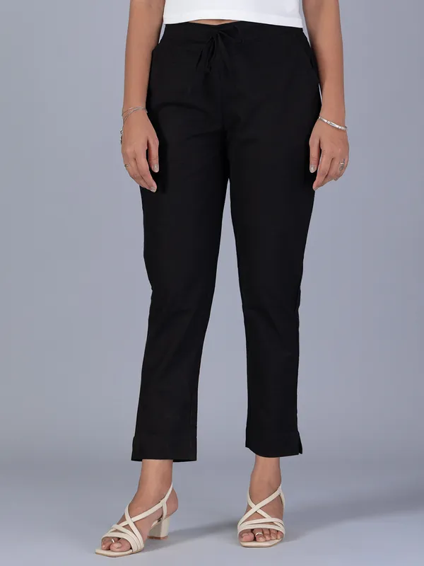 Cotton black pant for casual