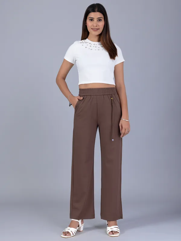 BOOM cotton brown pant for women