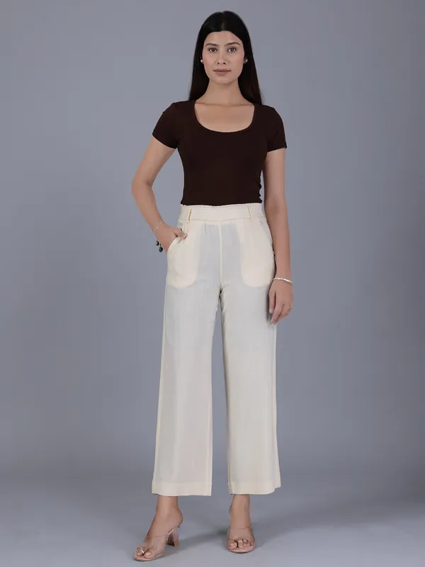 BOOM cotton cream pant for women