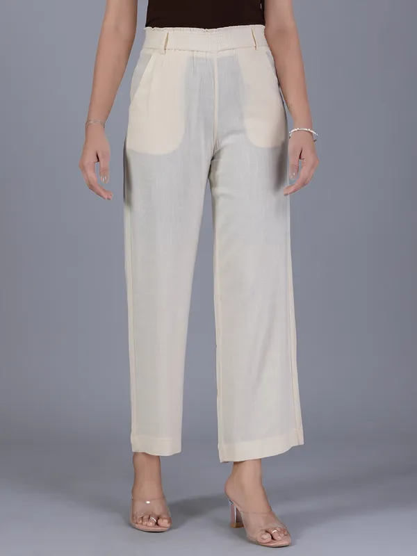 BOOM cotton cream pant for women
