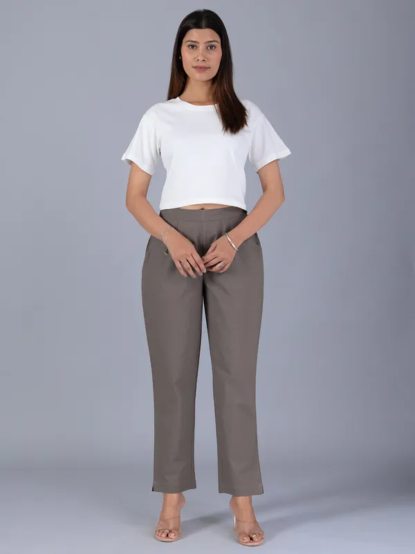 Cotton grey pant for women