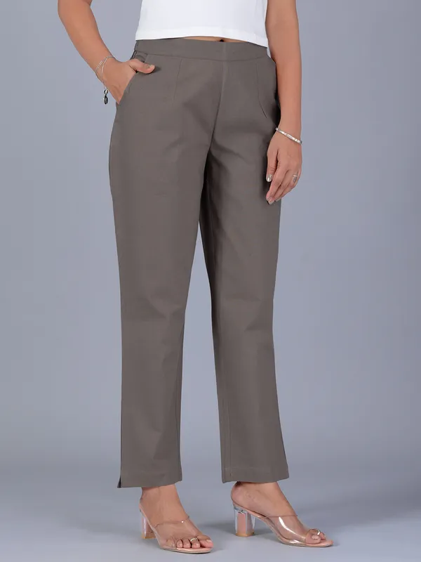 Cotton grey pant for women