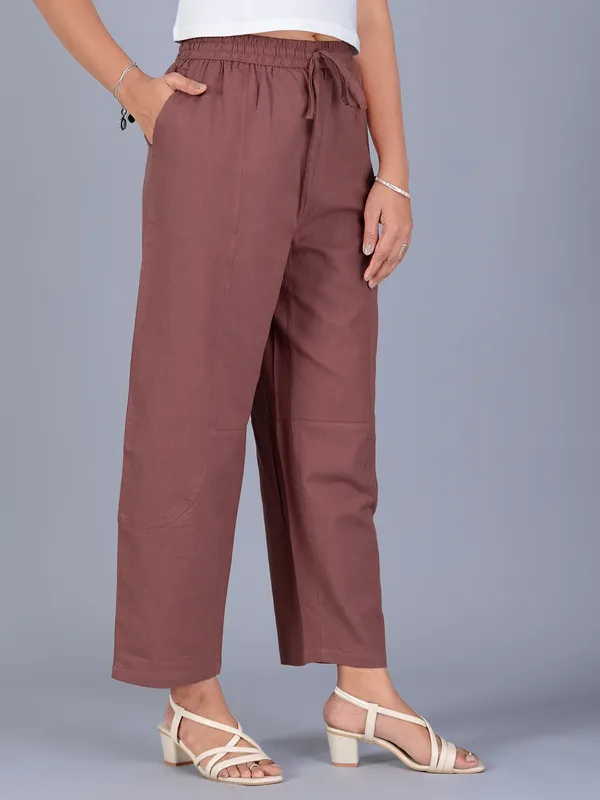 Cotton pant in onion pink