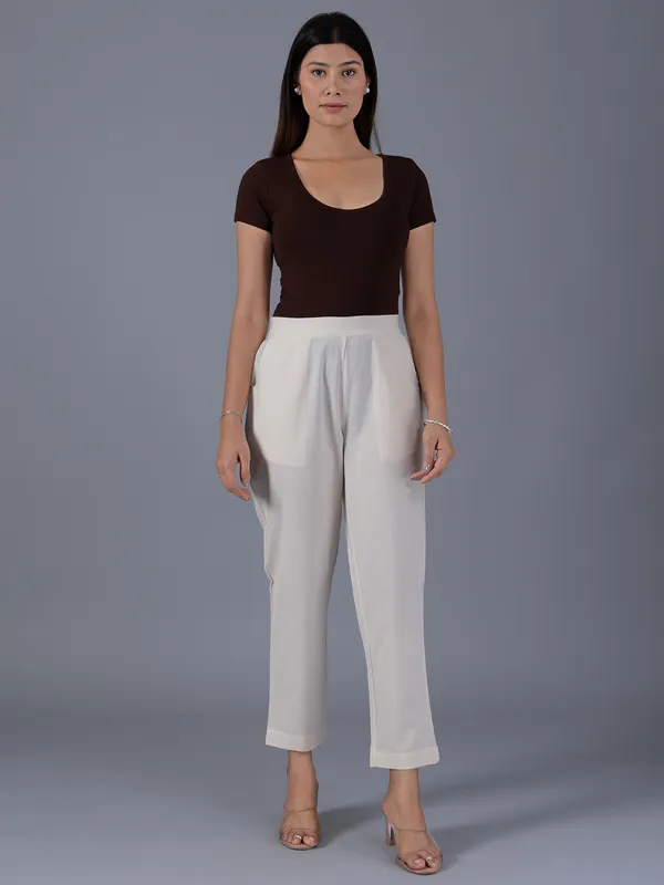 BOOM cream cotton women pant