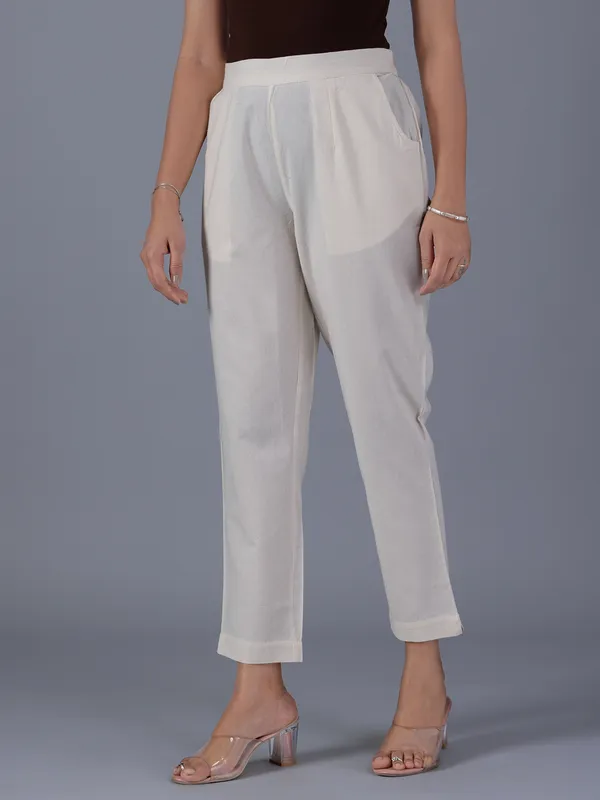 BOOM cream cotton women pant