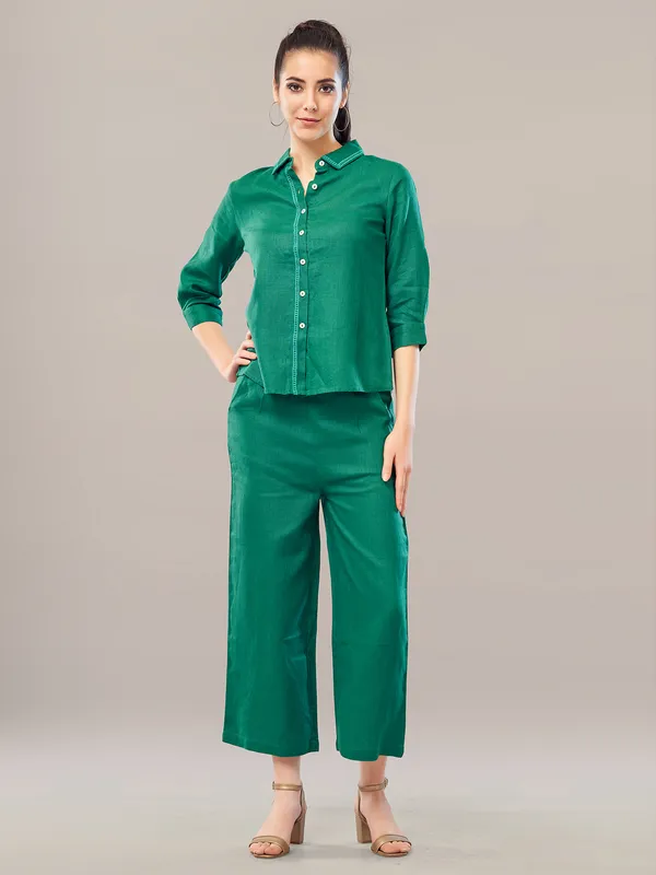 Boom dark green linen co ord set