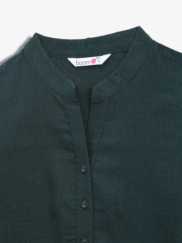 BOOM dark green plain cotton top