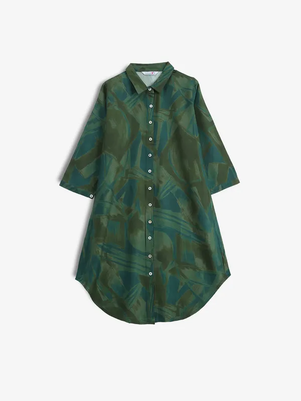 BOOM green printed tunic top