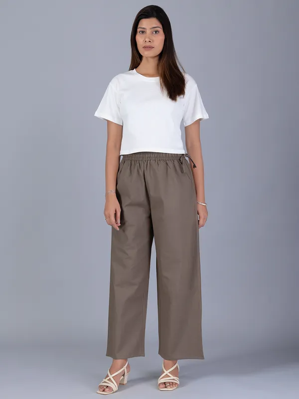 Grey cotton pant for women
