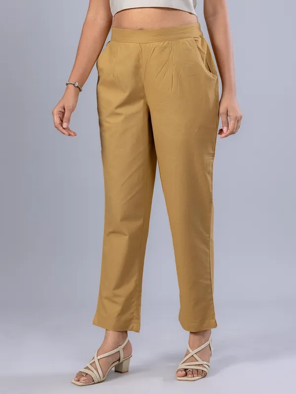 BOOM khakhi cottonm women pant