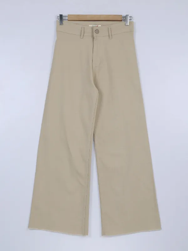 Boom khaki solid wide leg jeans