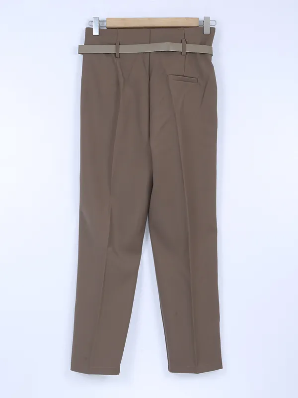 Boom latest brown lycra formal pant